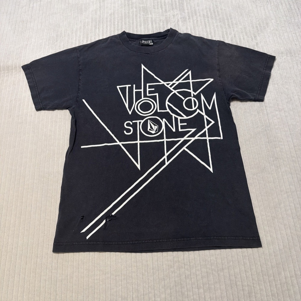 Vintage Volcom Stone T Shirt Mens M Big Striped Stone Logo Skate Surf Tee Y2K